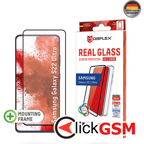 Displex - Premium [Pack] Real Glass 3D + Case - Samsung Galaxy S22 Ultra 5G - Clear