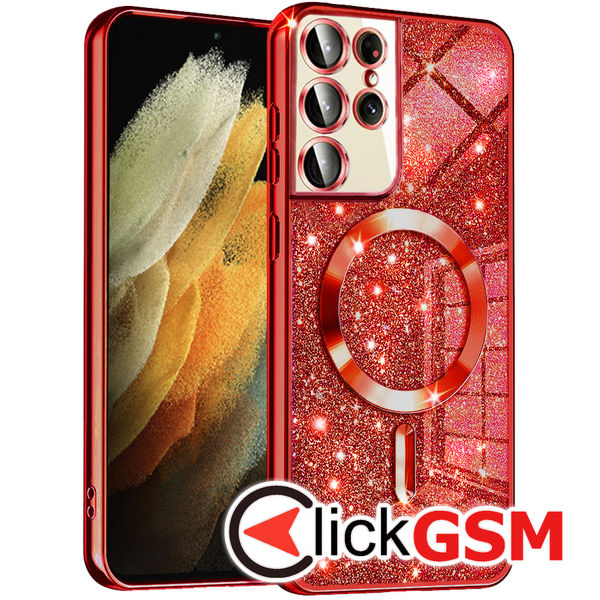 Techsuit - Luxury Glitter MagSafe - Samsung Galaxy S21 Ultra 5G - Red