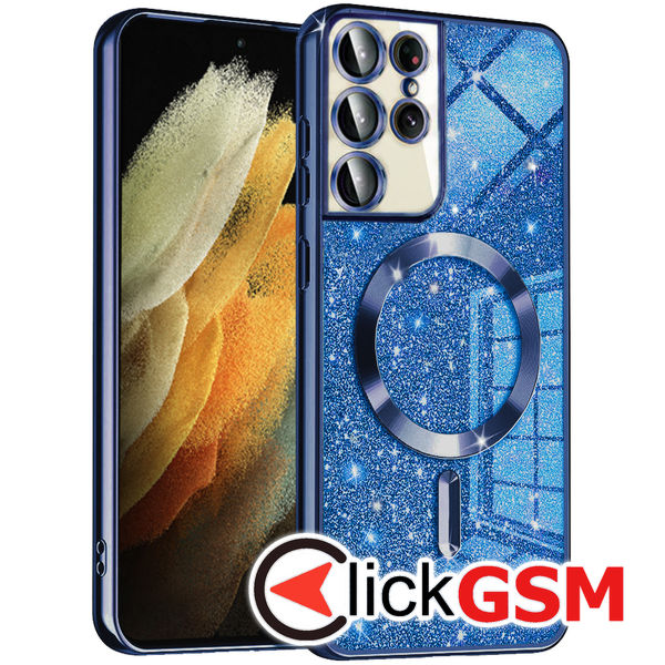 Techsuit - Luxury Glitter MagSafe - Samsung Galaxy S21 Ultra 5G - Deep Blue