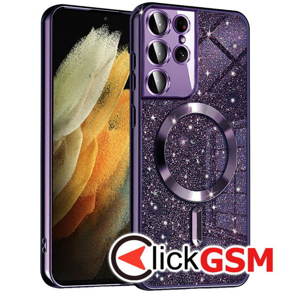 Techsuit - Luxury Glitter MagSafe - Samsung Galaxy S21 Ultra 5G - Deep Purple