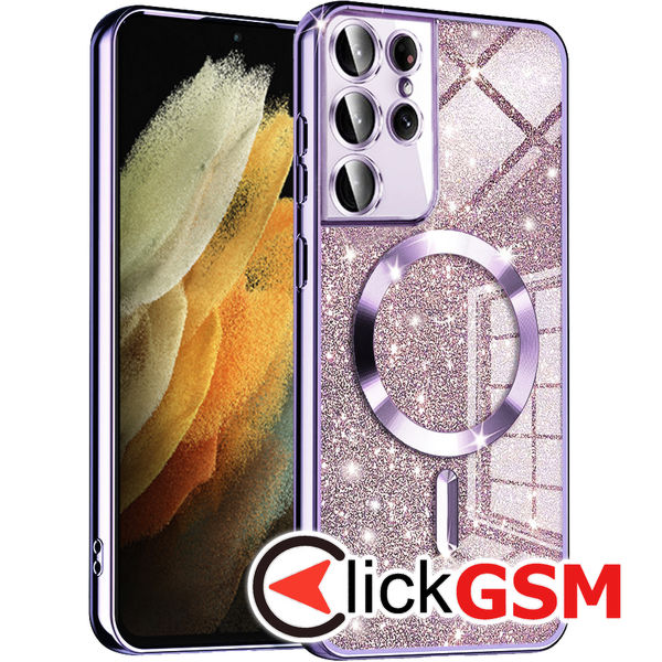 Techsuit - Luxury Glitter MagSafe - Samsung Galaxy S21 Ultra 5G - Light Purple