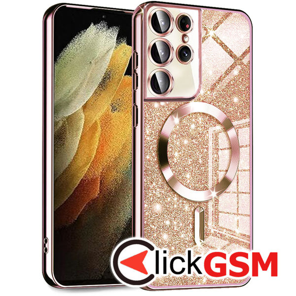 Techsuit - Luxury Glitter MagSafe - Samsung Galaxy S21 Ultra 5G - Rose Gold