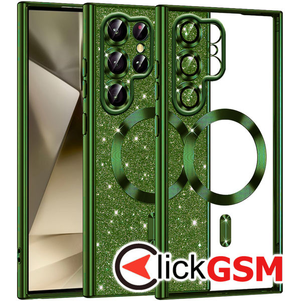 Techsuit - Luxury Glitter MagSafe - Samsung Galaxy S22 Ultra 5G - Deep Green