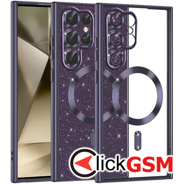 Techsuit - Luxury Glitter MagSafe - Samsung Galaxy S22 Ultra 5G - Deep Purple