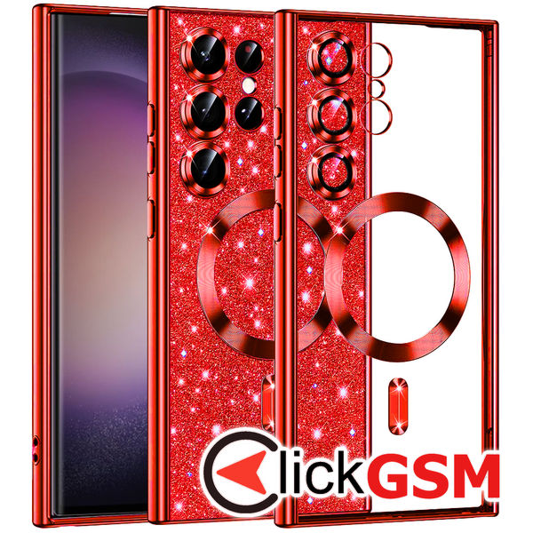 Techsuit - Luxury Glitter MagSafe - Samsung Galaxy S23 Ultra - Red