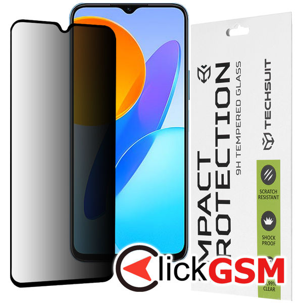 Techsuit - 111D Privacy Full?Glue - Honor X8 5G / X6 / 70 Lite - Black