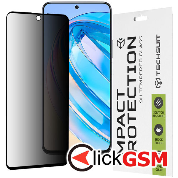 Techsuit - 111D Privacy Full?Glue - Honor X8a / X8 4G - Black