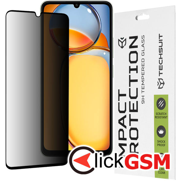 Techsuit - 111D Privacy Full?Glue - Xiaomi Redmi 13C 4G / 13C 5G / Poco C65 / Poco M6 - Black