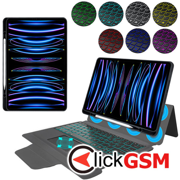 Techsuit - KeyTab Pro (with RGB Keyboard/Stylus Pen Holder) - iPad Pro 12.9 (2018/2020/2021/2022) / Air 13 (2024)?- Black