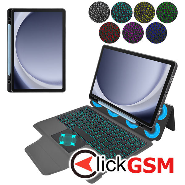 Techsuit - KeyTab Pro (with RGB Wireless Keyboard/Stylus Pen Holder) - Samsung Galaxy Tab A9 Plus?- Black