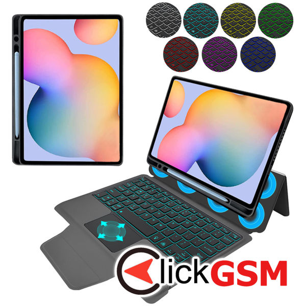 Techsuit - KeyTab Pro (with RGB Wireless Keyboard/Stylus Pen Holder) - Samsung Galaxy Tab S9 FE (2020/2022/2024)?- Black