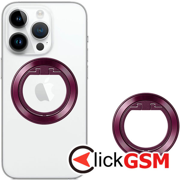 Techsuit - MagSafe Phone Ring (MPR2) - Round Shape, Aluminium Alloy - Burgundy