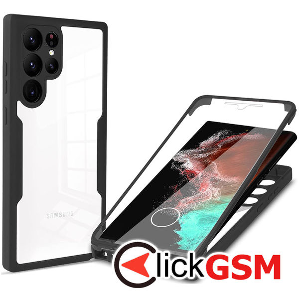 Techsuit - ColorVerse 360 Series + Screen Protector - Samsung Galaxy S22 Ultra 5G - Black