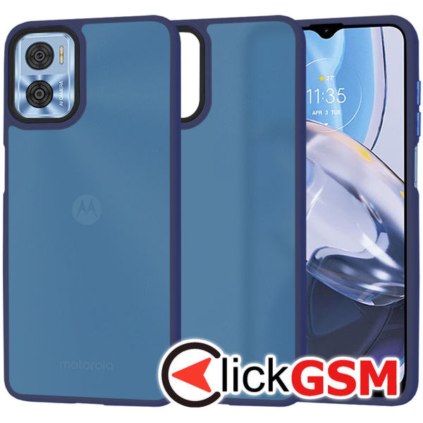 Techsuit - HaloFrost Series - Motorola Moto E22 / Moto E22i - Deep Blue