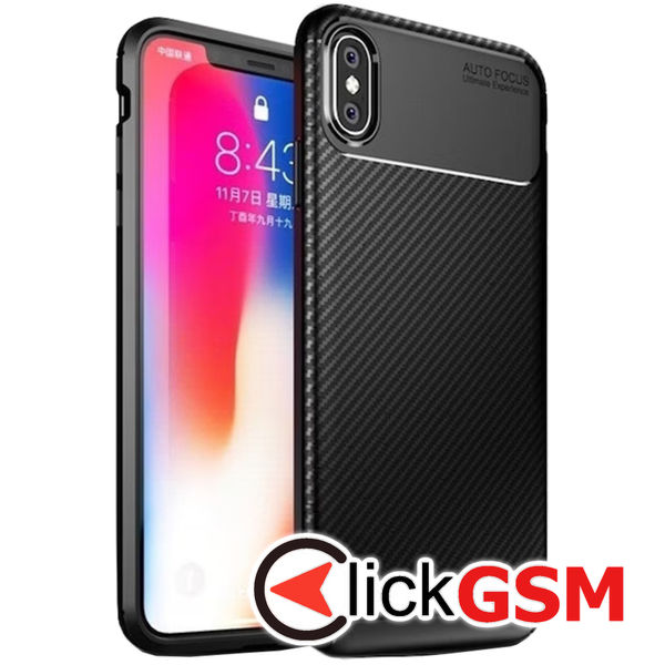 Techsuit - CarbonFiber - iPhone X, iPhone 10 / iPhone XS - Black