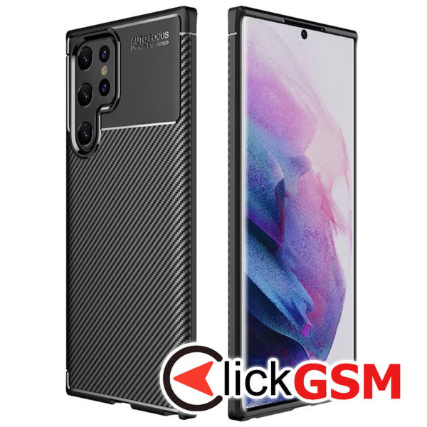 Techsuit - CarbonFiber - Samsung Galaxy S22 Ultra 5G - Black