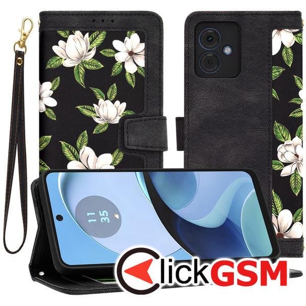 Techsuit - FlipCraft - Motorola Moto G14 - Flowers of the Dawn