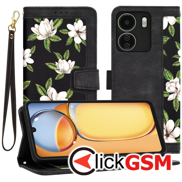 Techsuit - FlipCraft - Xiaomi Redmi 13C 4G / 13C 5G / Poco M6 / C65 - Flowers of the Dawn