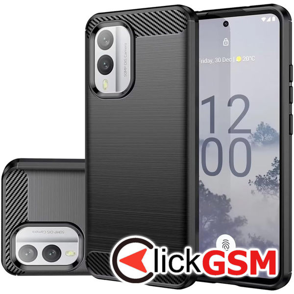 Techsuit - Carbon Silicone - Nokia X30 - Black