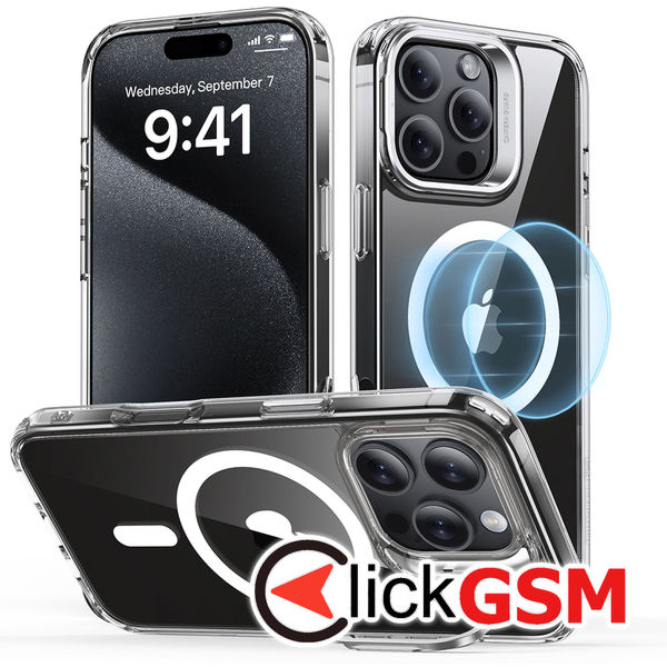 ESR - Classic Hybrid HaloLock Kickstand - iPhone 16 Pro - Clear