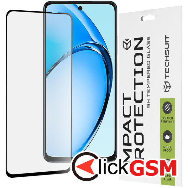 Techsuit - 111D Full Cover / Full Glue Glass - Oppo A60 - Black