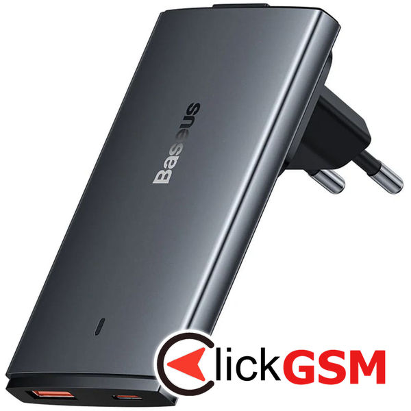 Baseus - Wall Charger (CCGP150113) - GaN5 Pro Flat Design, USB, Type-C, with UE and UK Plug, Cable Type-C - Grey