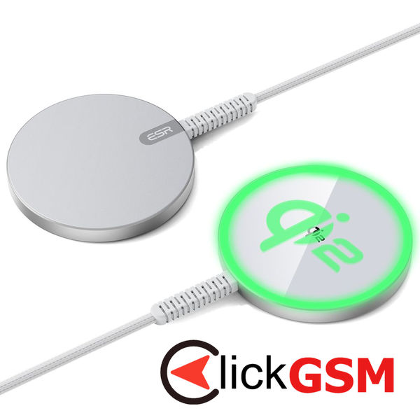 ESR - Mini Magnetic Wireless Charger HaloLock Qi2 - MagSafe Compatible, 15W, with Type-C Cable, 1.5m - Silver