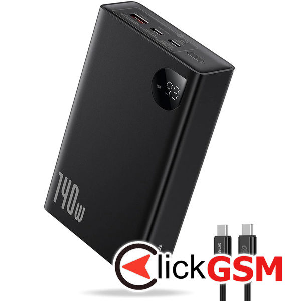 Baseus - Power Bank Adaman (P10021508113-00) - USB, 2x Type-C, 24000mAh, 140W, for iPhone 13, 14,15, MacBook and Dell - Black