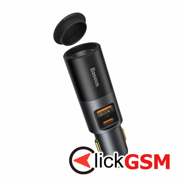 Baseus - Car Charger Share Together (CCBT-C0G) - with Cigarette Lighter Expansion, USB-A, Type-C, 120W - Gray