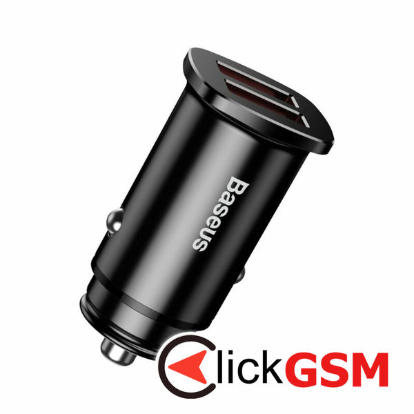 Baseus - Car Charger Square Metal Series (CCALL-DS01) - 2x USB, Quick Charge 3.0, SCP, AFC, 30W - Black