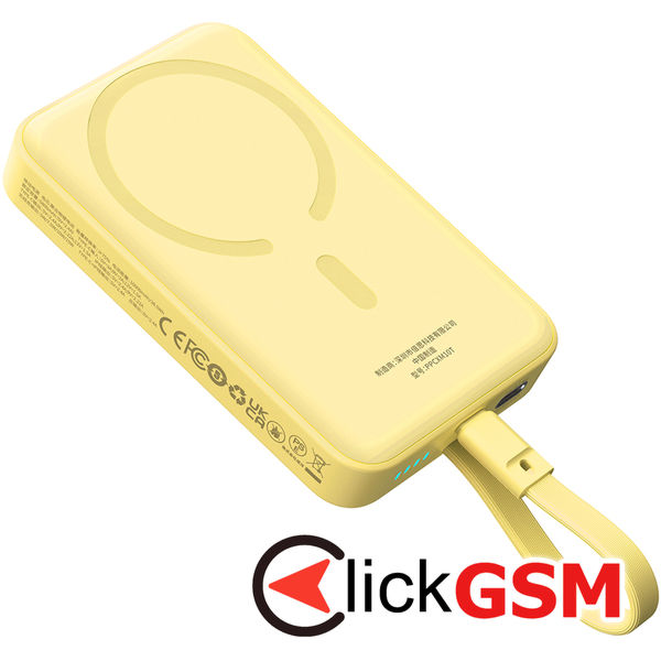 Baseus - Power Bank Magnetic Mini (P1002210BY23-00) - MagSafe, 2x USB-C, Lightning, 30W, 10000mAh - Yellow