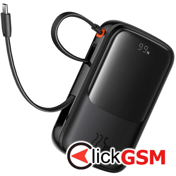 Baseus - Power Bank Qpow Pro+ (P10067101113-00) - Lightning, 2xType-C, USB, 22.5W, Fast Charge, 10000mAh, Cable USB-C - Black