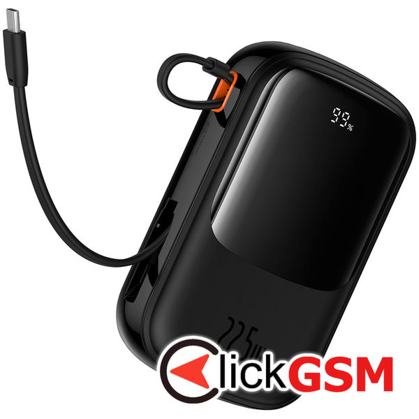 Baseus - Power Bank Qpow Pro+ (P10067103113-00) - Lightning, 2x Type-C, USB, 22.5W, 20000mAh, Cable Type-C - Black