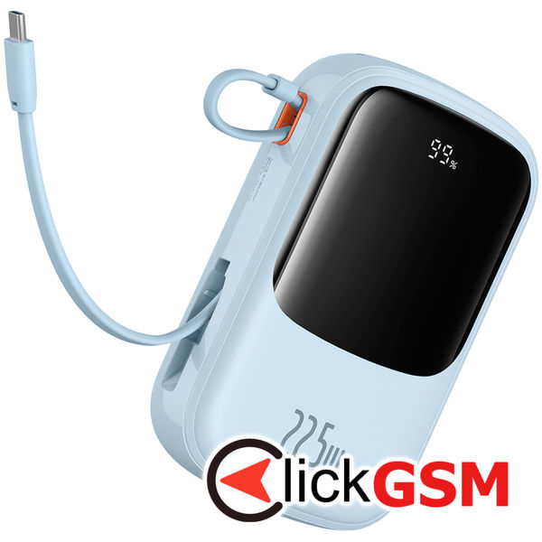 Baseus - Power Bank Qpow Pro+ (P10067103313-00) - Lightning, 2x Type-C, USB, 22.5W, 20000mAh, Cable Type-C - Blue