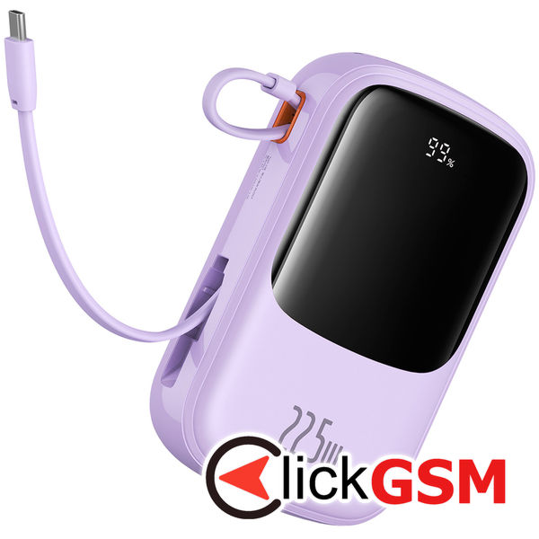 Baseus - Power Bank Qpow Pro+ (P10067103513-00) - Lightning, 2x Type-C, USB, 22.5W, 20000mAh, Cable Type-C - Purple