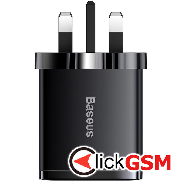 Baseus - Wall Charger Compact Series (CCXJ030101) - UK Plug, Quick Charger, 2xUSB, Type-C, 30W - Black