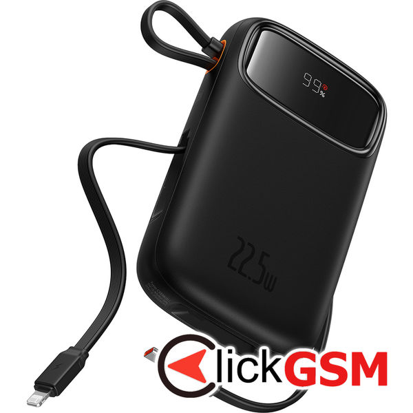 Baseus - Power Bank Qpow Pro+ (P10055003113-00) - Lightning, 2x Type-C, USB, 22.5W, 10000mAh, Cable Type-C, 30cm - Black