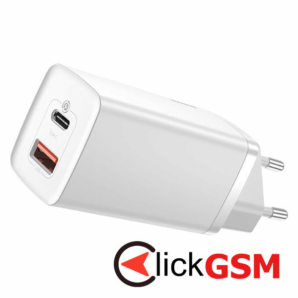 Baseus - Wall Charger GaN Lite (CCGAN2L-B02) - Quick Charger, USB, Type-C, 65W - White
