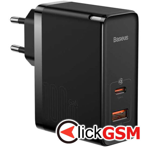 Baseus - Wall Charger GaN5 Pro (CCGP090201) - Fast Charger, Type-C, USB, 100W, Cable Type-C to Type-C, 1m - Black