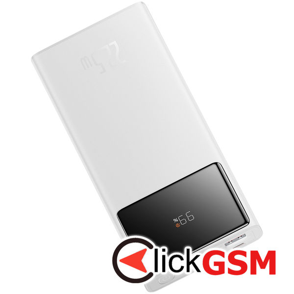 Baseus - Power Bank Star-Lord (PPXJ100002) - 2x USB, Type-C, Micro-USB, 22.5W, 10000mAh, Cable Type-C, 3A, 30cm - White