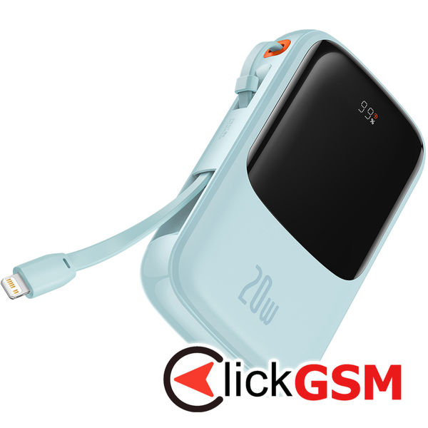 Baseus - Power Bank Qpow Pro (PPQD030003) - 2x Lightning, Type-C, USB, 20000mAh, 20W, with Cable USB-C - Blue