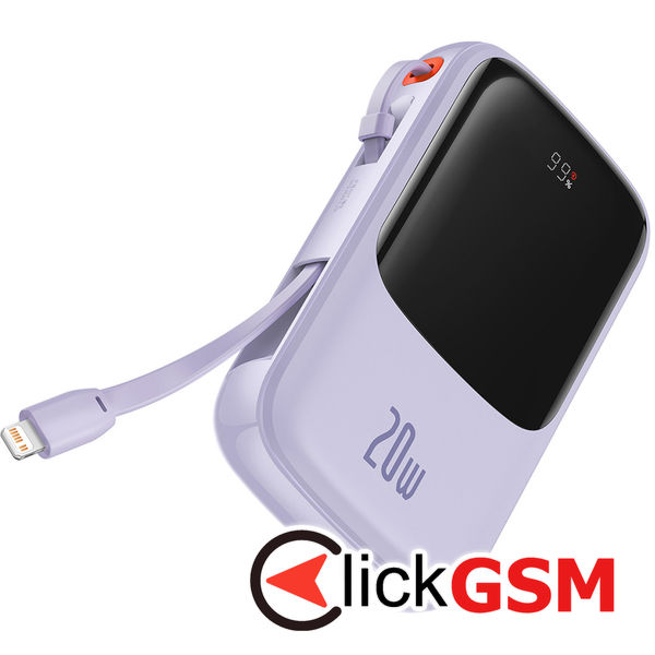 Baseus - Power Bank Qpow Pro (PPQD030005) - 2x Lightning, Type-C, USB, 20000mAh, 20W, with Cable USB-C - Purple