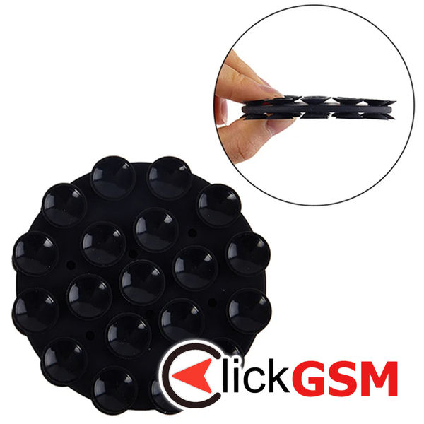 Techsuit - Phone Holder (SB-CUP) - Suction Pad for Selfies, Silicone, Adhesive Mount, Round Shape - Black