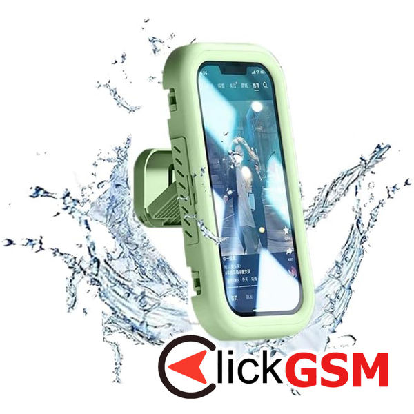 Techsuit - Phone Holder (LC-999) - Wall Box Case, Anti-Fog, Retractable, Adjustable, Waterproof, for 4-7inch Phones - Green