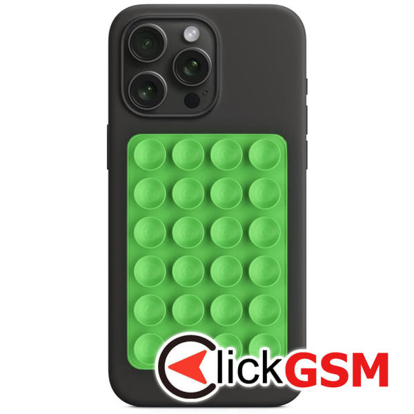 Techsuit - Phone Holder (SG-PAD) - Suction Pad for Selfies, Silicone, Adhesive Mount, Rectangular Shape - Green