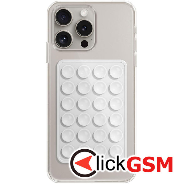 Techsuit - Phone Holder (SW-PAD) - Suction Pad for Selfies, Silicone, Adhesive Mount, Rectangular Shape - White