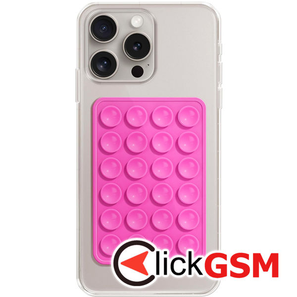 Techsuit - Phone Holder (SM-PAD) - Suction Pad for Selfies, Silicone, Adhesive Mount, Rectangular Shape - Magenta