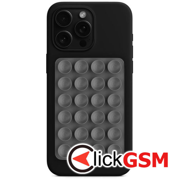 Techsuit - Phone Holder (SC-PAD) - Suction Pad for Selfies, Silicone, Adhesive Mount, Rectangular Shape - Charcoal Grey