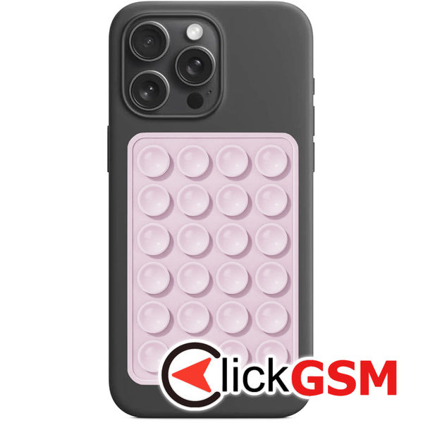 Techsuit - Phone Holder (SL-PAD) - Suction Pad for Selfies, Silicone, Adhesive Mount, Rectangular Shape - Light Pink