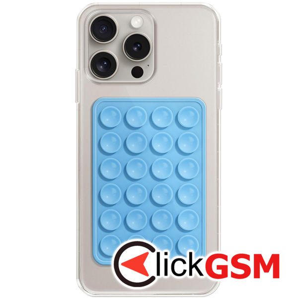 Techsuit - Phone Holder (SE-PAD) - Suction Pad for Selfies, Silicone, Adhesive Mount, Rectangular Shape - Bleu